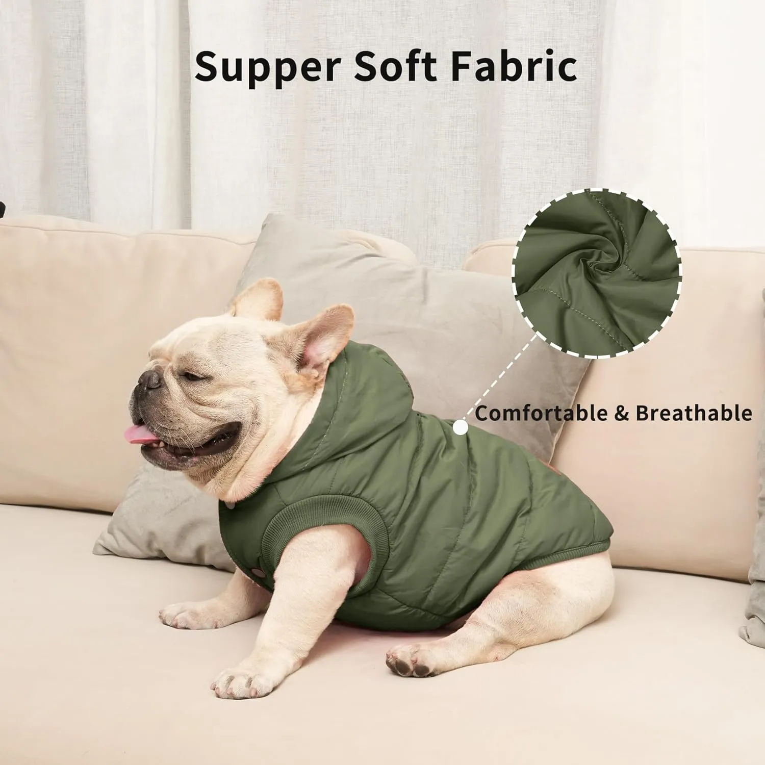 Fleece Lining Extra Warm Dog Hoodie in Winter for Large Dogs Jacket Pet Coats with Hooded Green XXXL