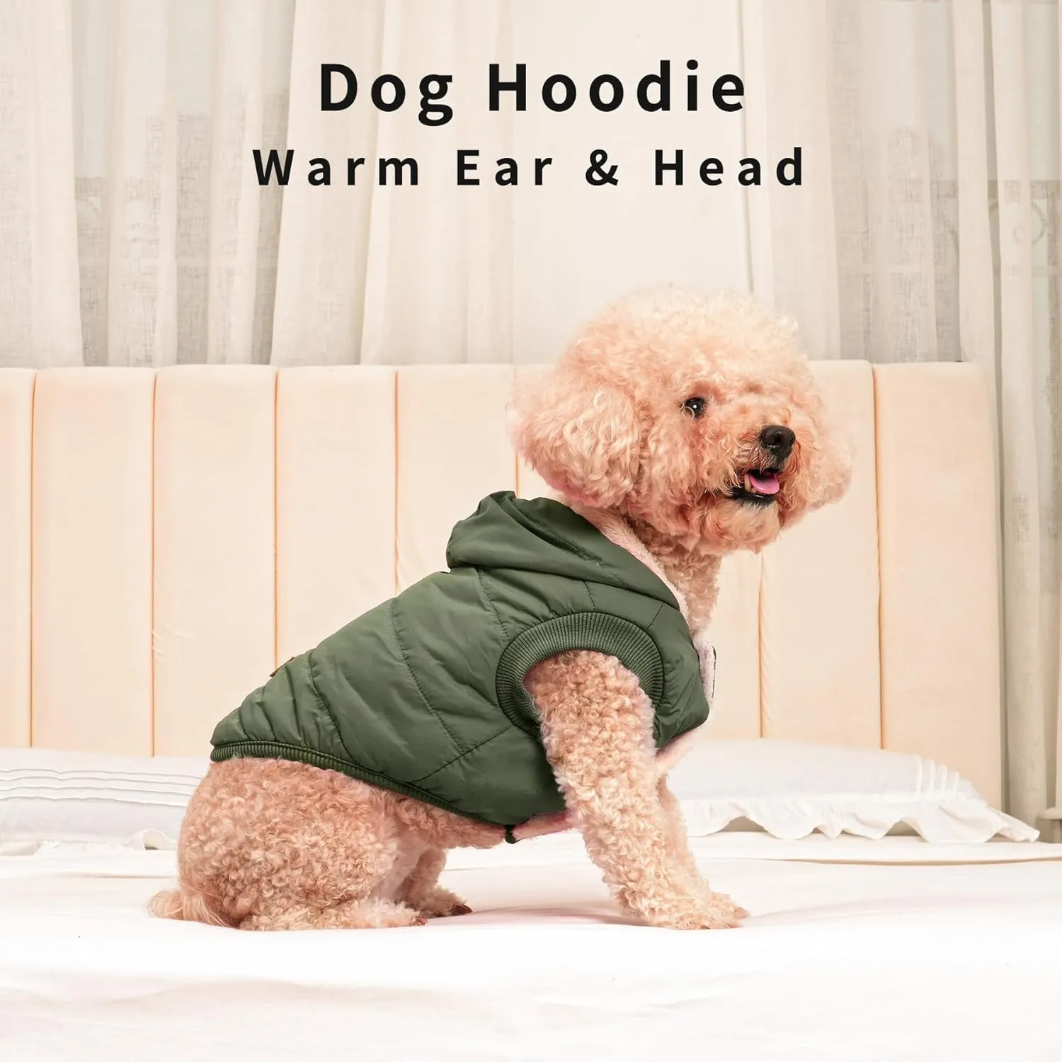 Fleece Lining Extra Warm Dog Hoodie in Winter for Large Dogs Jacket Pet Coats with Hooded Green XXXL