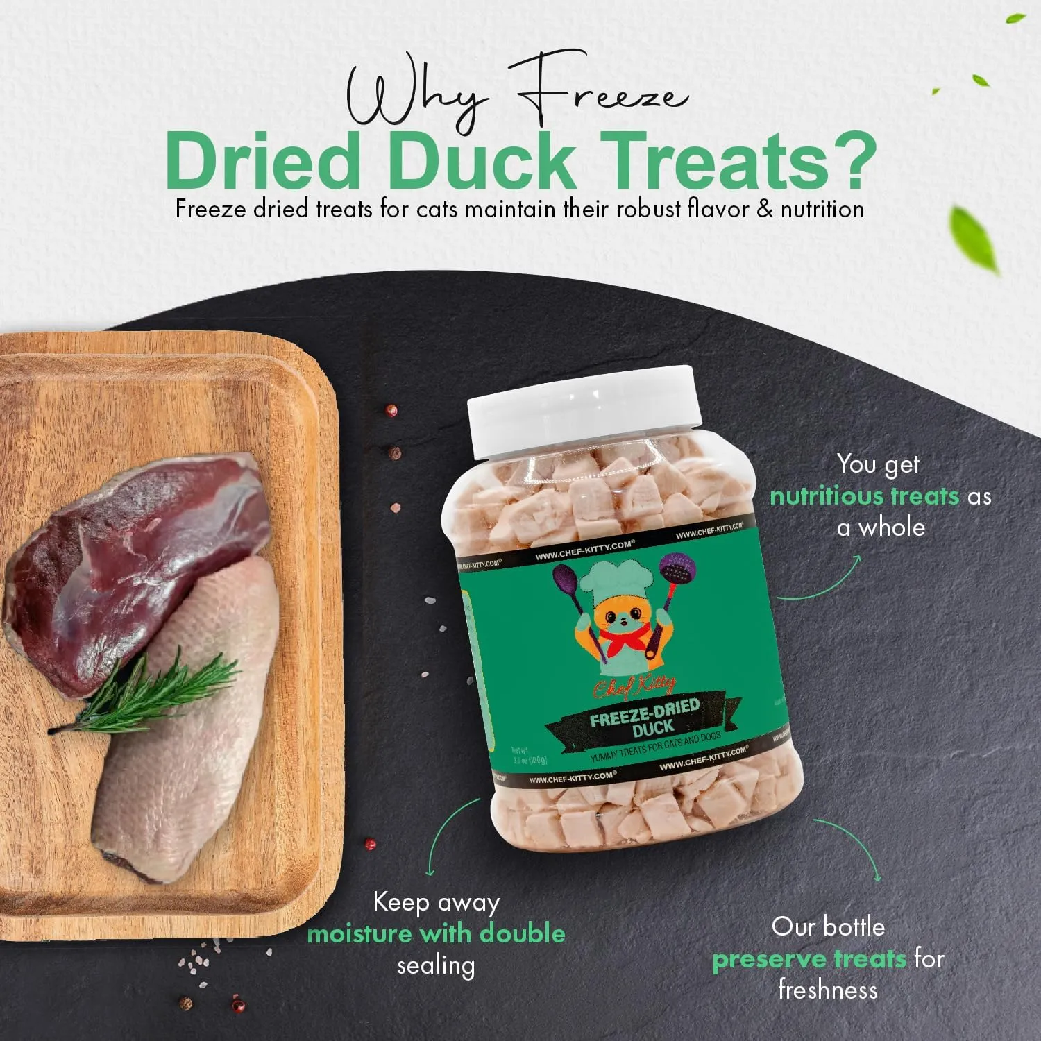 Freeze-Dried Duck Treats for Cats & Dogs  100% Human Grade, Single Ingredient, High-Protein, Healthy Snack  No Additives or Preservatives  3.0oz - Inspected & Tested in USA