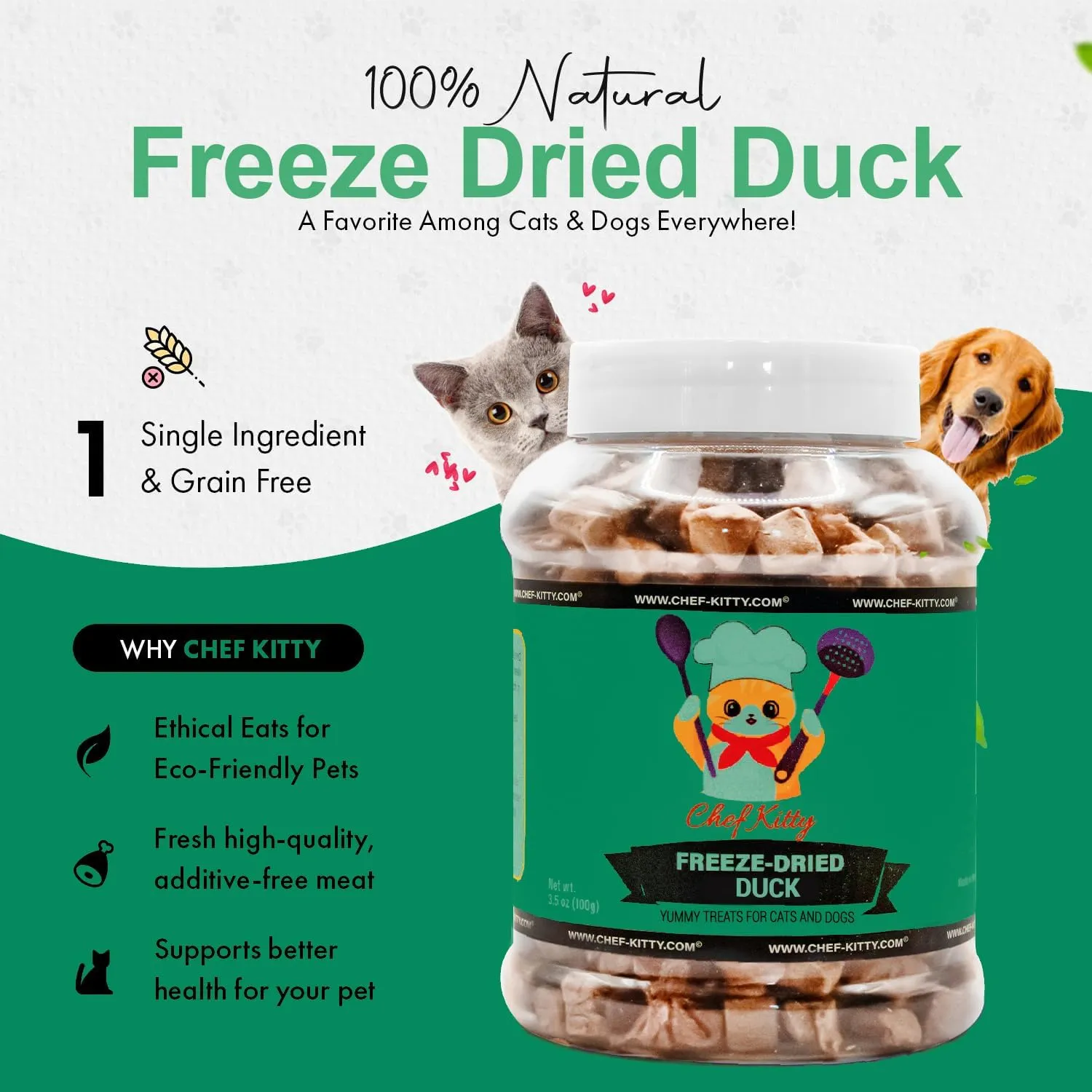 Freeze-Dried Duck Treats for Cats & Dogs  100% Human Grade, Single Ingredient, High-Protein, Healthy Snack  No Additives or Preservatives  3.0oz - Inspected & Tested in USA