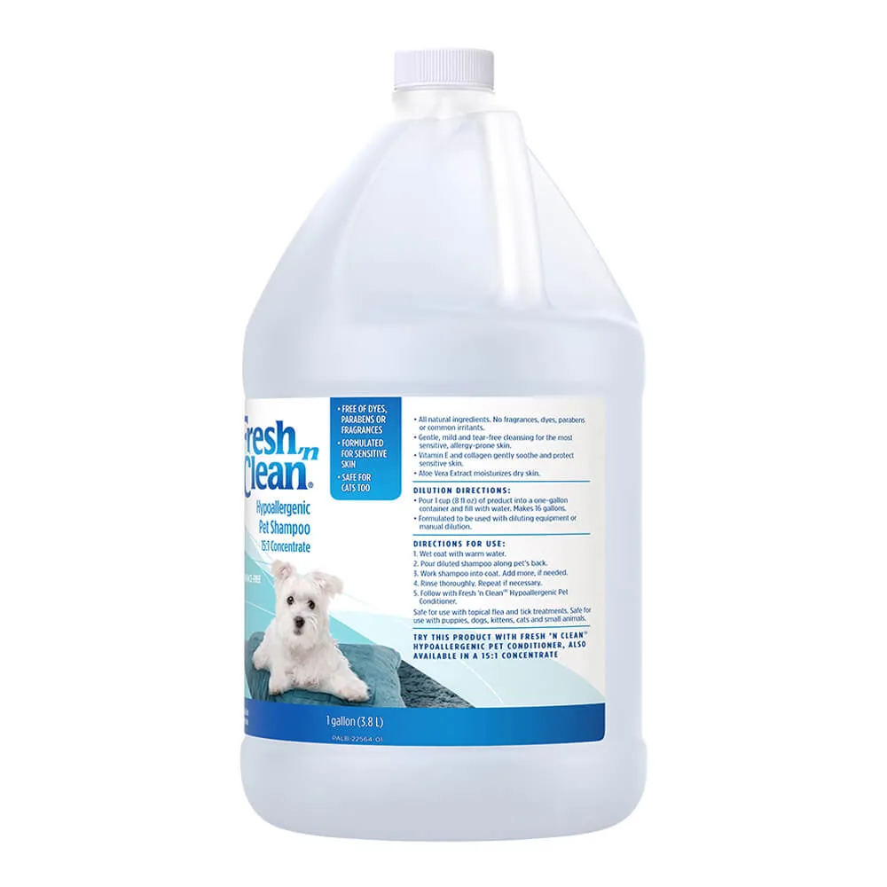 Fresh 'n Clean Hypoallergenic Pet Shampoo, 15:1 Concentrate, Gallon