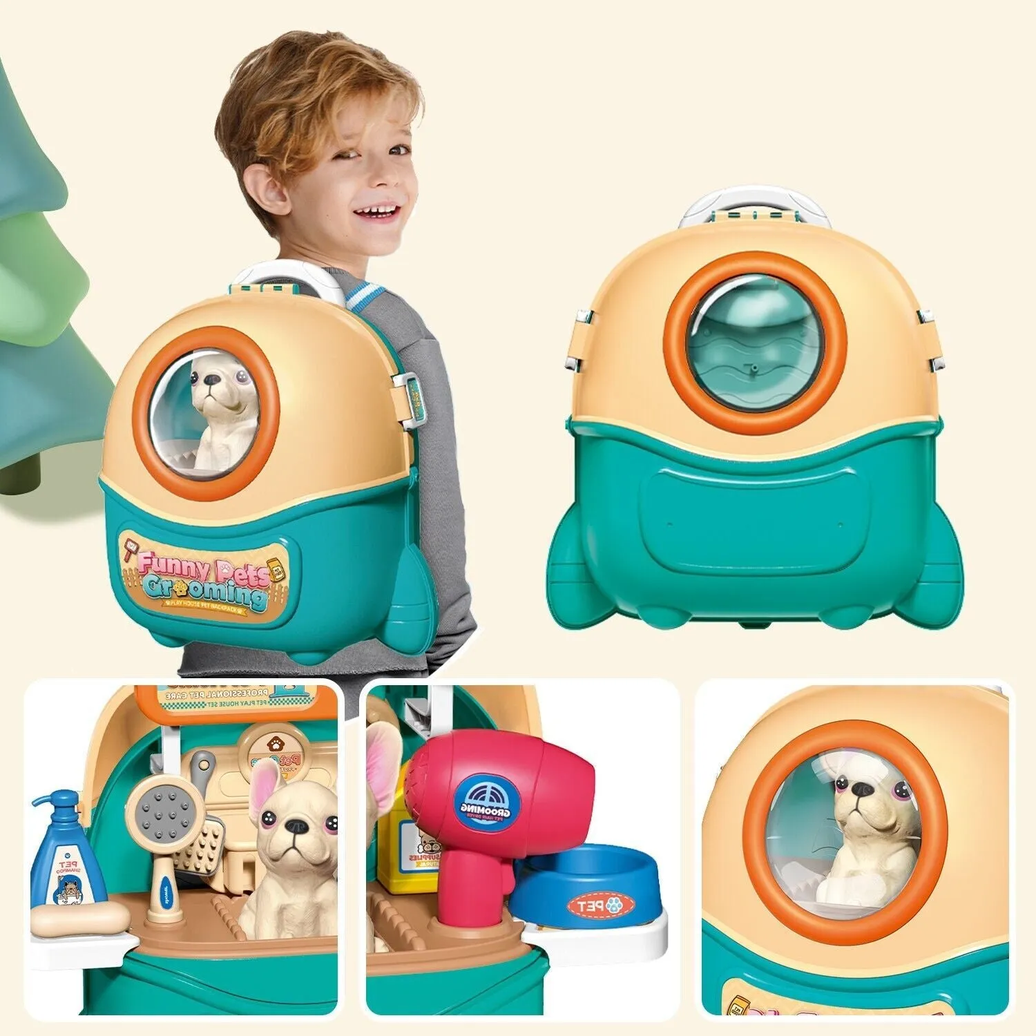 Gift Pet Dog Care Play Set for Kids 16 Pcs Pretend Vet Grooming Toys for Kids