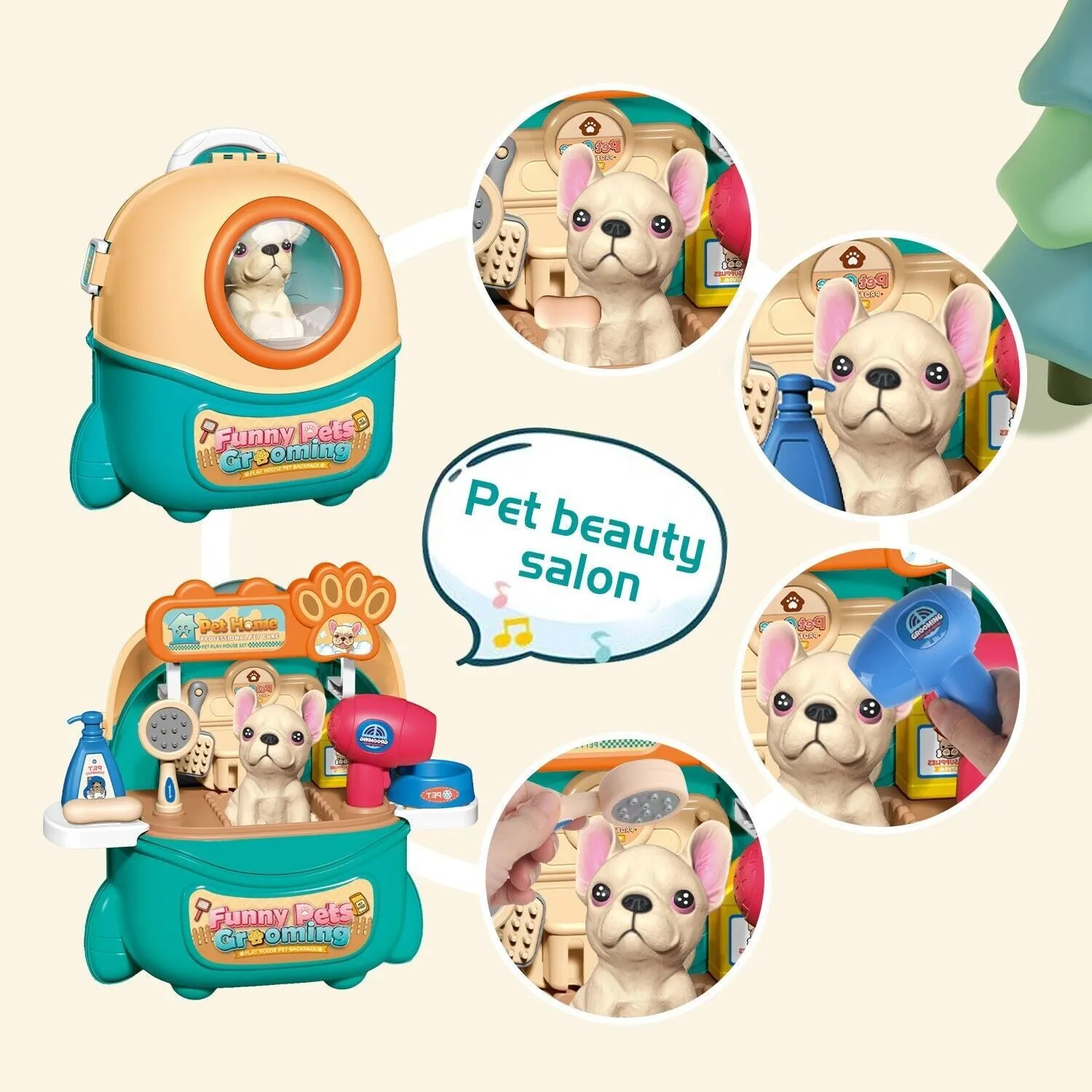 Gift Pet Dog Care Play Set for Kids 16 Pcs Pretend Vet Grooming Toys for Kids
