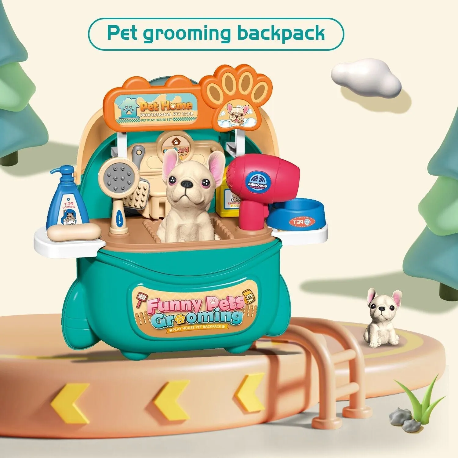 Gift Pet Dog Care Play Set for Kids 16 Pcs Pretend Vet Grooming Toys for Kids