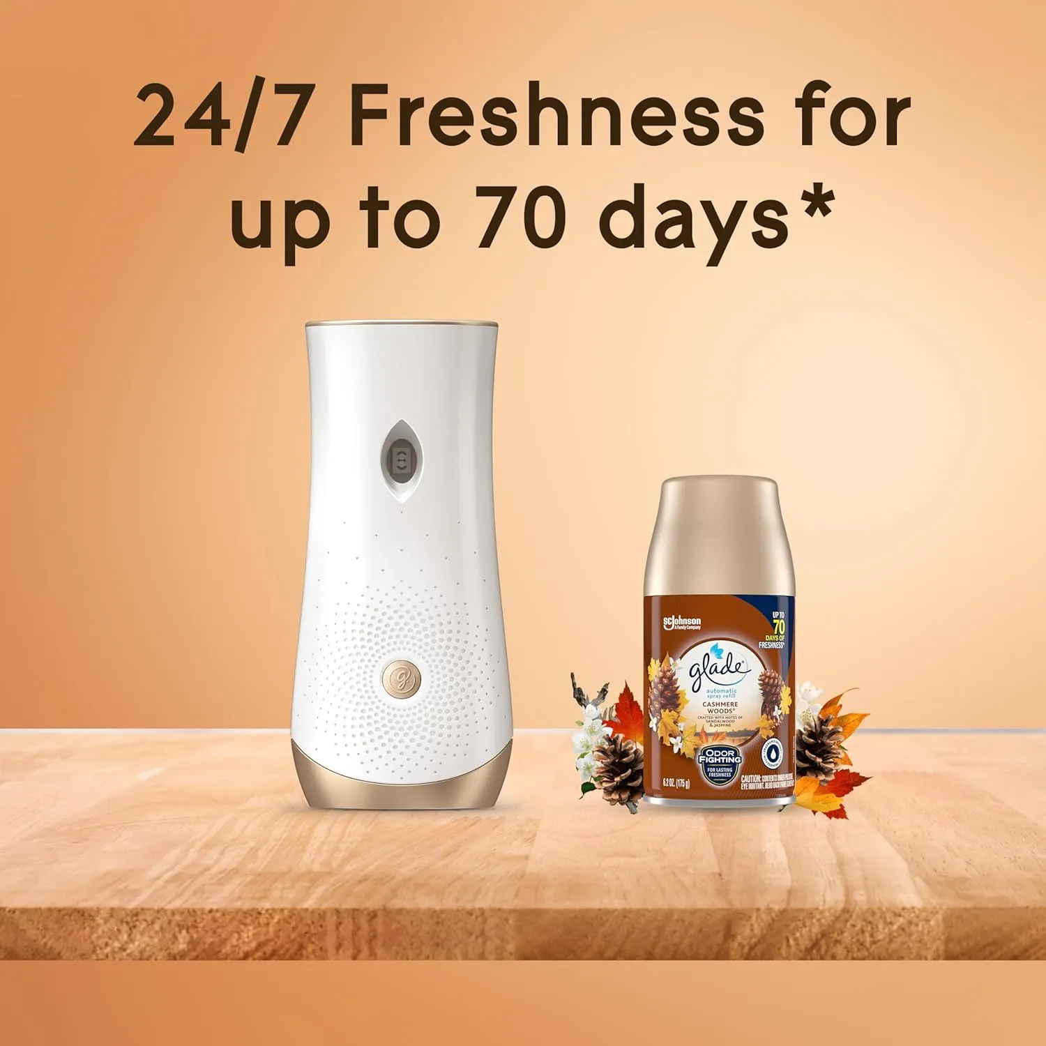 Glade Automatic Spray Refill, Air Freshener for Home and Bathroom, Cashmere Woods, 6.2 Oz, 3 Count