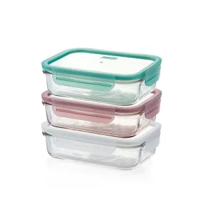 Glasslock 3 Piece Set - Rectangular 400ml