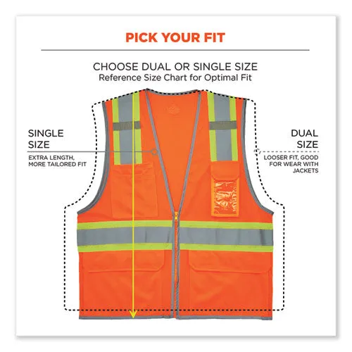 Glowear 8246z-s Single Size Class 2 Two-tone Mesh Vest, Polyester, Large, Orange
