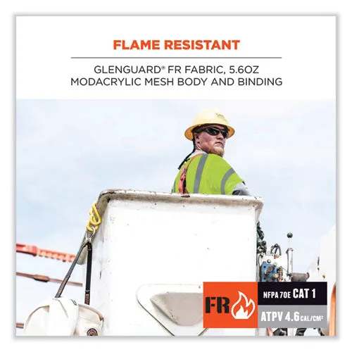 Glowear 8356frhl Class 3 Fr Hook And Loop Safety Vest With Sleeves, Modacrylic, Small/med, Lime, Ships In 1-3 Business Days