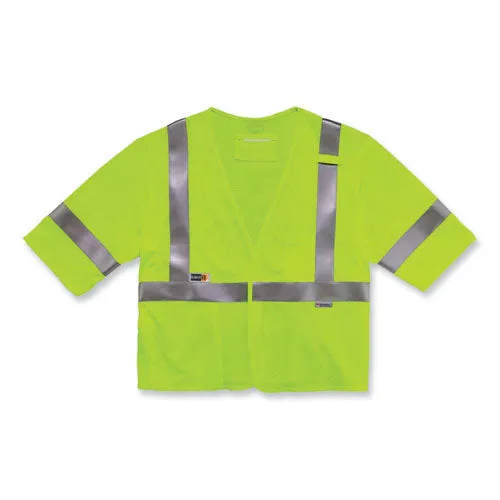 Glowear 8356frhl Class 3 Fr Hook And Loop Safety Vest With Sleeves, Modacrylic, Small/med, Lime, Ships In 1-3 Business Days