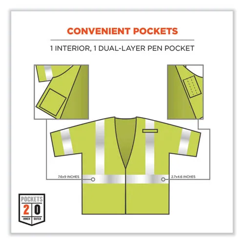 Glowear 8356frhl Class 3 Fr Hook And Loop Safety Vest With Sleeves, Modacrylic, Small/med, Lime, Ships In 1-3 Business Days