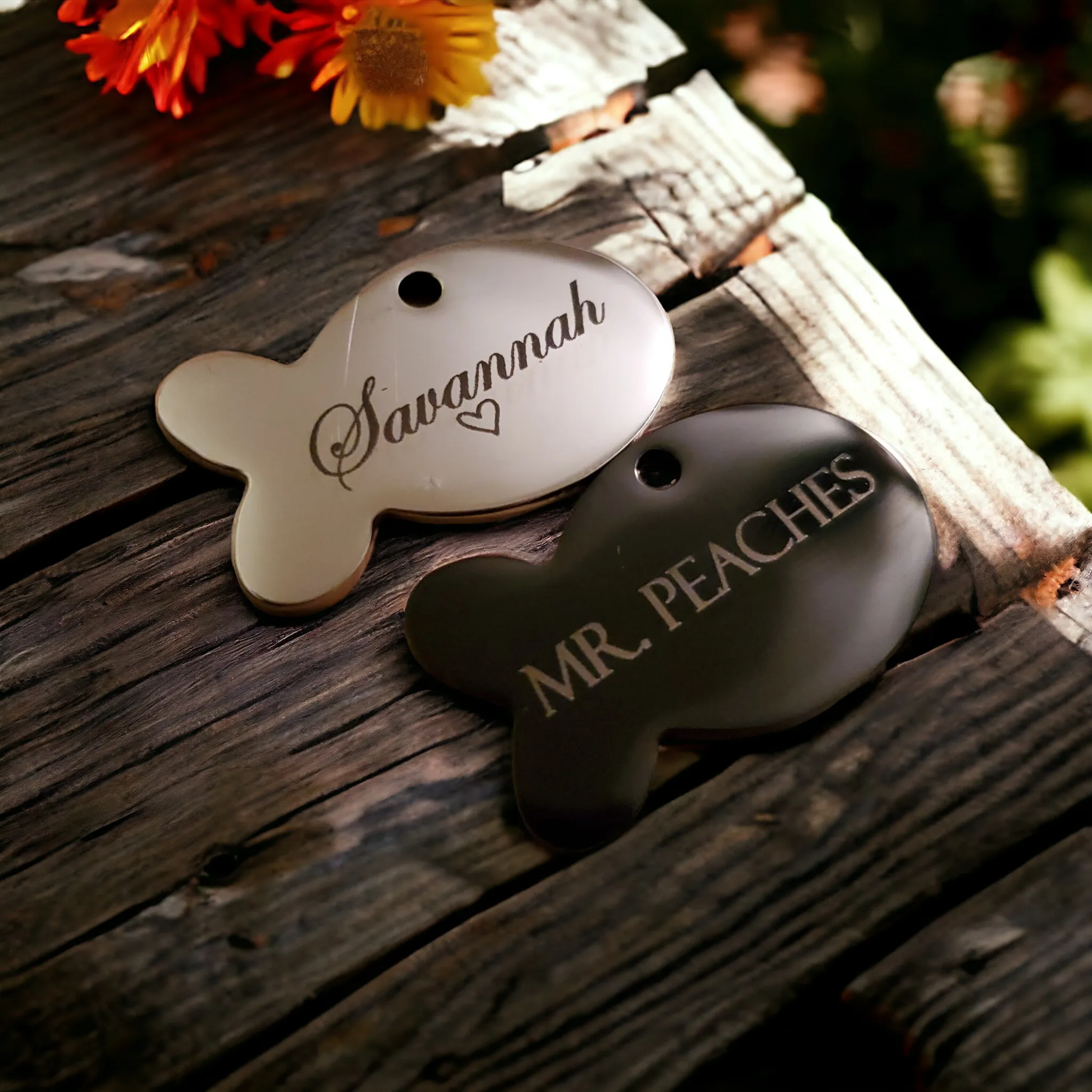 Gold Fish Cat ID Tag | Laser Engraved Pet Tag Stainless Steel