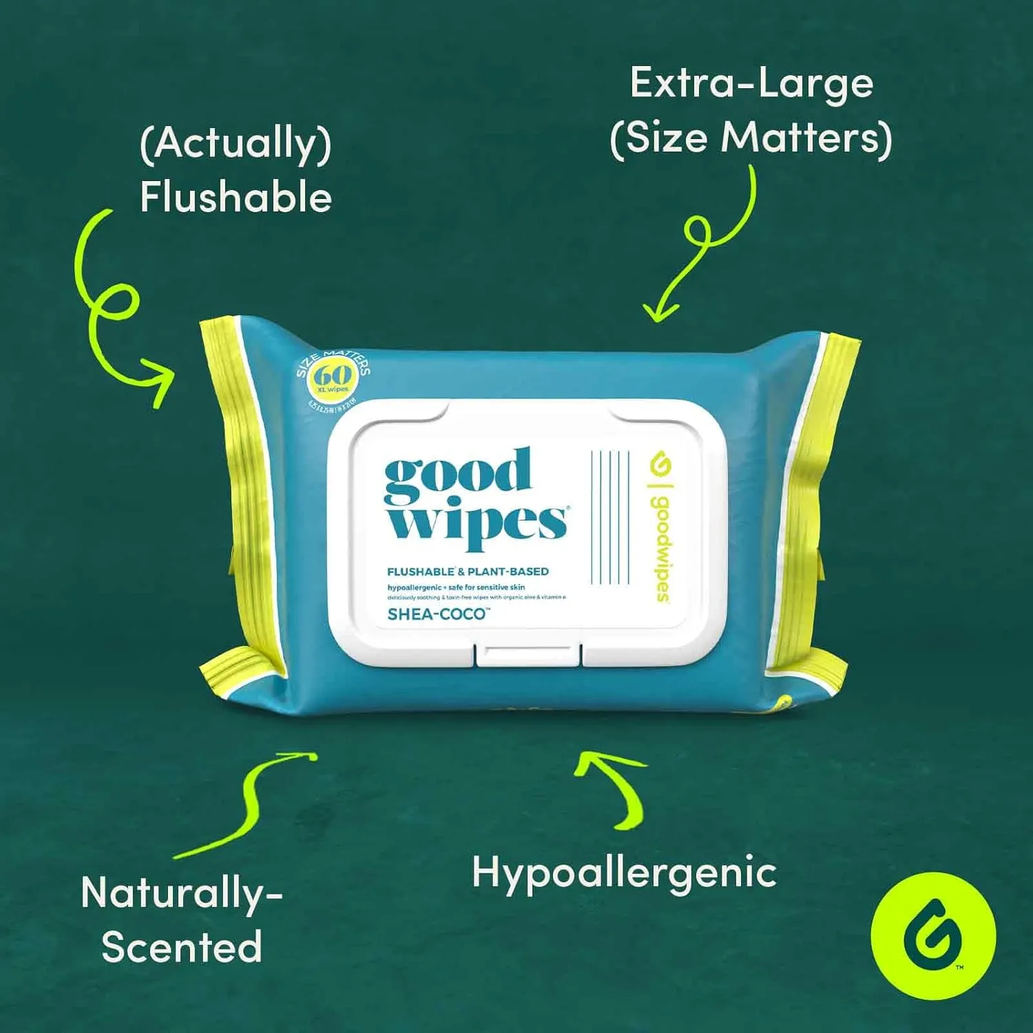 goodwipes Flushable Butt Wipes - Vitamin E & Aloe - Soft & Gentle Wet Wipe Dispenser, Septic & Sewer Safe - Largest Adult Toilet Towelettes - Shea-Coco, 180 Count (3 Packs)   3 Individually Wrapped