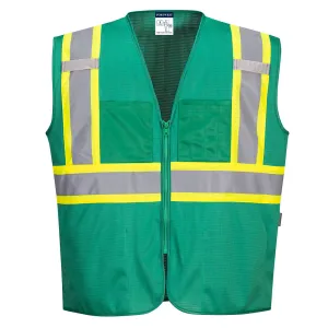 Green Safety Vest Reflective High Visibility with Pockets