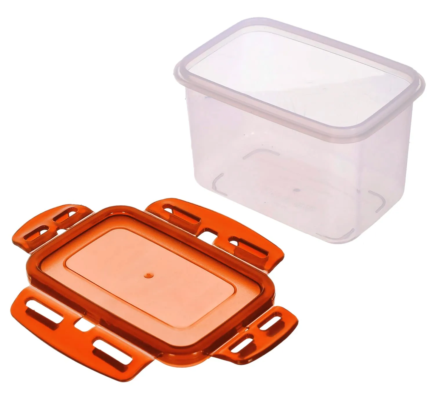 Heart Home Plastic Food Storage Container/Box For cookies, nuts, beans, chutneys With Airtight Lock Lid, 600ml Pack of 6 (Brown)-46HH0539