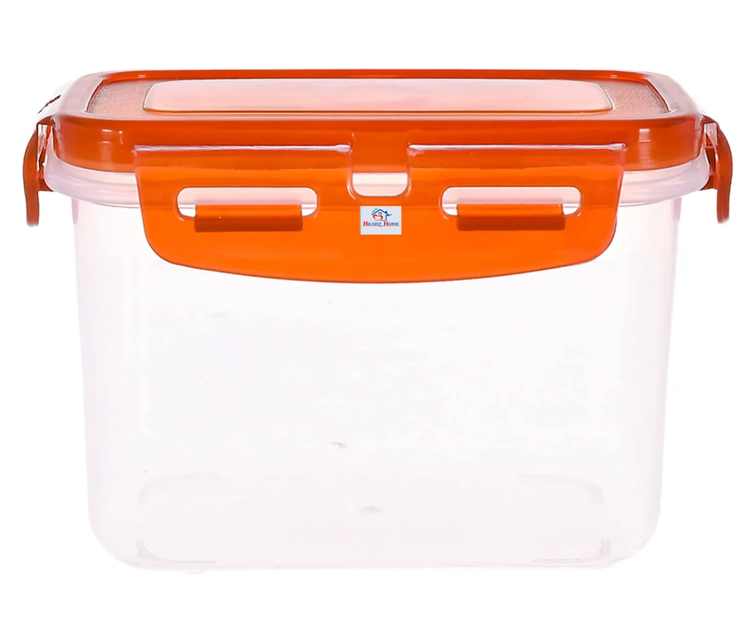 Heart Home Plastic Food Storage Container/Box For cookies, nuts, beans, chutneys With Airtight Lock Lid, 600ml Pack of 6 (Brown)-46HH0539