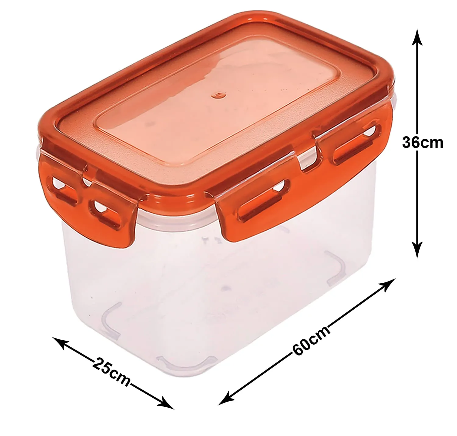 Heart Home Plastic Food Storage Container/Box For cookies, nuts, beans, chutneys With Airtight Lock Lid, 600ml Pack of 6 (Brown)-46HH0539