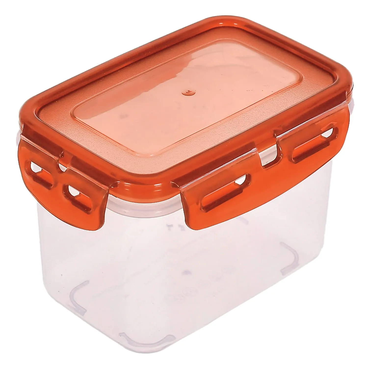 Heart Home Plastic Food Storage Container/Box For cookies, nuts, beans, chutneys With Airtight Lock Lid, 600ml Pack of 6 (Brown)-46HH0539
