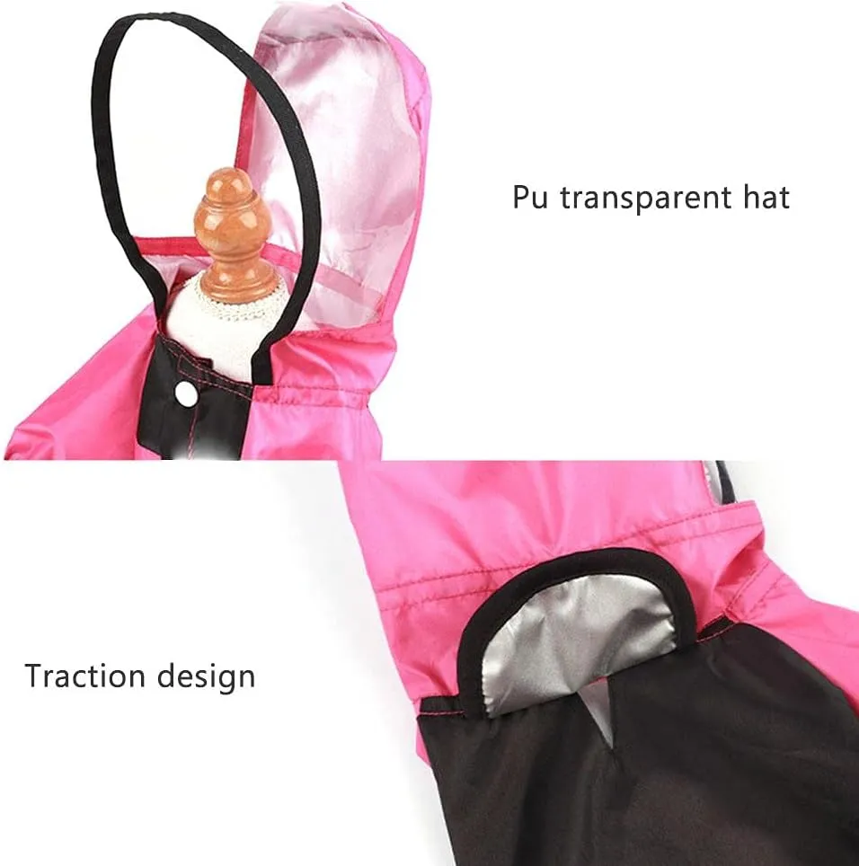 HEEPDD Pet Dog Raincoat, Pet Rain Clothes Dog Rain Jacket with Poncho Hood for Small Medium Dogs (Rose red)