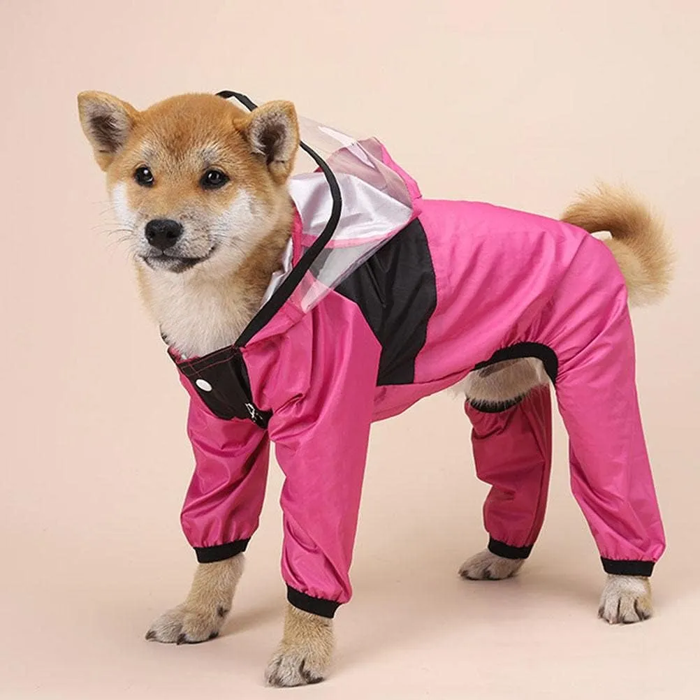 HEEPDD Pet Dog Raincoat, Pet Rain Clothes Dog Rain Jacket with Poncho Hood for Small Medium Dogs (Rose red)