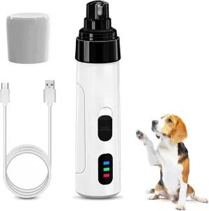 Heusom Silent Groom Pro Nail Grinder, Heusom Dog Nail Trimmer, Heusom Silent Groom Pro for Dogs, Rechargeable USB Charging Pet Nail Grinder for Dogs and Cats (White)