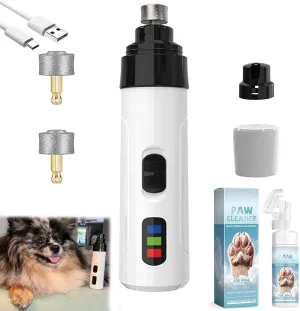 Heusom Silent Groom Pro Nail Grinder, Heusom Dog Nail Trimmer, Rechargeable USB Charging Pet Nail Grinder, Electric Dog Nail Clippers Grooming Smoothing Tool with Bonus Dog Paw Cleaner (1 Set)