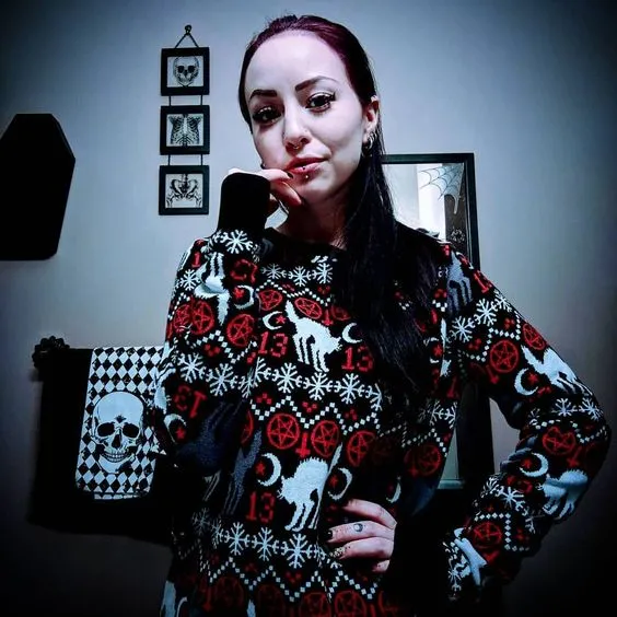 Holiday Christmas Sweater Gothic Cat