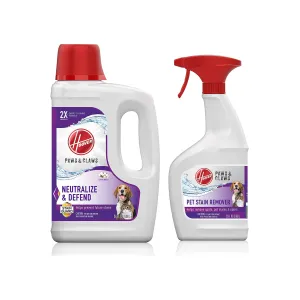 Hoover Paws & Claws Solution Bundle AH33008, Deep Cleaning Shampoo with Pet Spot and Stain Remover, White