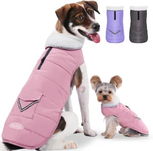 iBuddy Dog Winter Coats with Fleece Vest,Waterproof Warm Dog Snow Jacket Windproof, Reflective Adjustable Pet Dogs Cold Winter Coat for Dogs Girl Boy