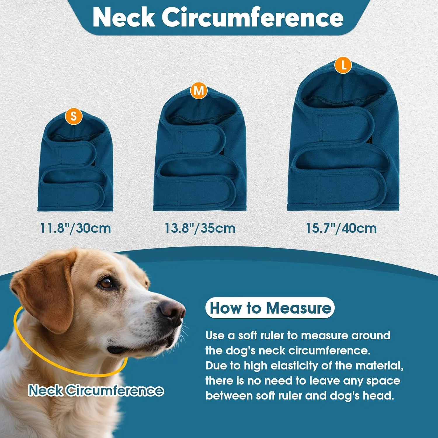 IDOMIK Dog Ear Cover for Anxiety Relief, Adjustable Dog Calming Hood for Grooming Bath Drying, No Shake Pet Head Ear Wrap for Hematomas Fireworks Thunderstorms, Doggy Ear Muffs Noise Protection,Blue,M