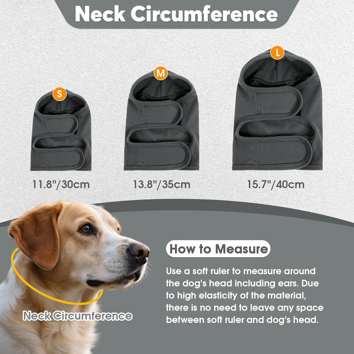 IDOMIK Dog Ear Cover for Anxiety Relief, Adjustable Dog Calming Hood for Grooming Bath Drying, No Shake Pet Head Ear Wrap for Hematomas Fireworks Thunderstorms, Doggy Ear Muffs Noise Protection,Grey,M
