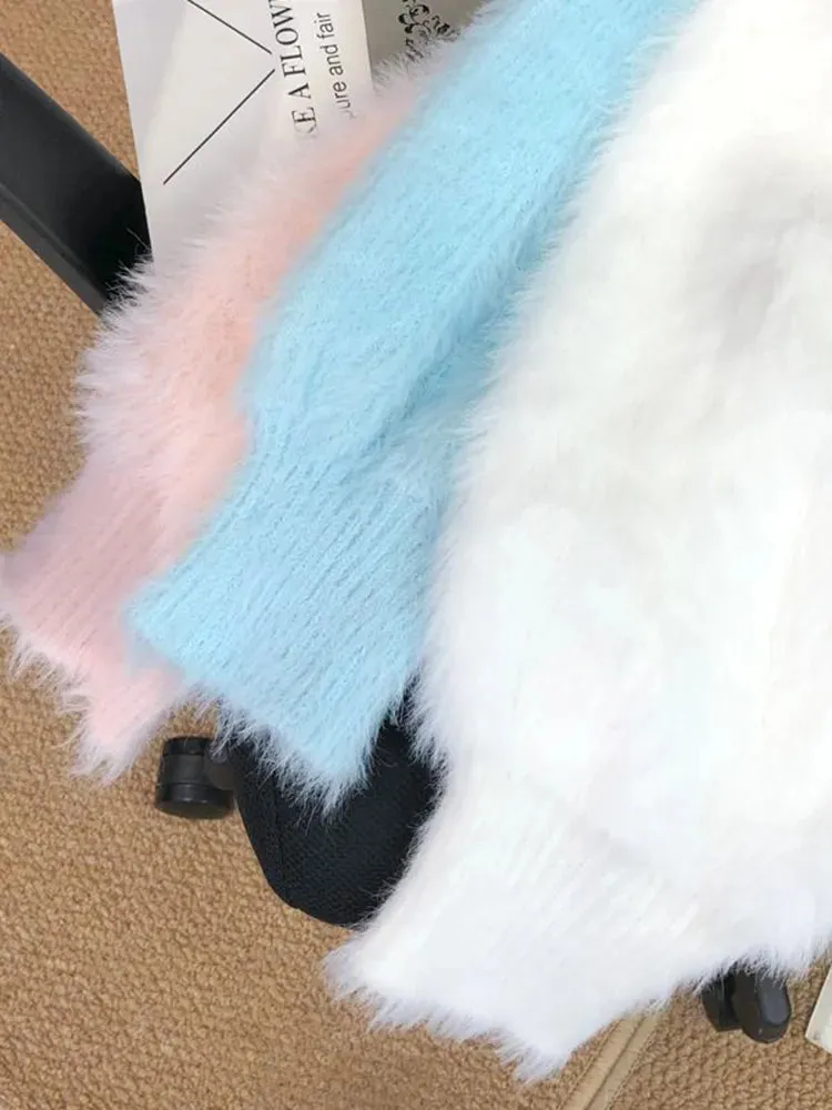 Imitation Mink Bow Soft Cardigan
