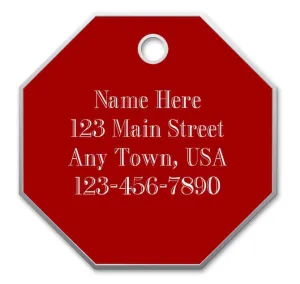 Jeffers Large Stop Sign Custom Personalized Dog Tag, Red