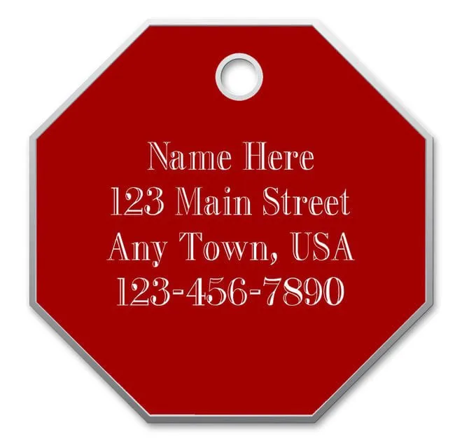 Jeffers Large Stop Sign Custom Personalized Dog Tag, Red