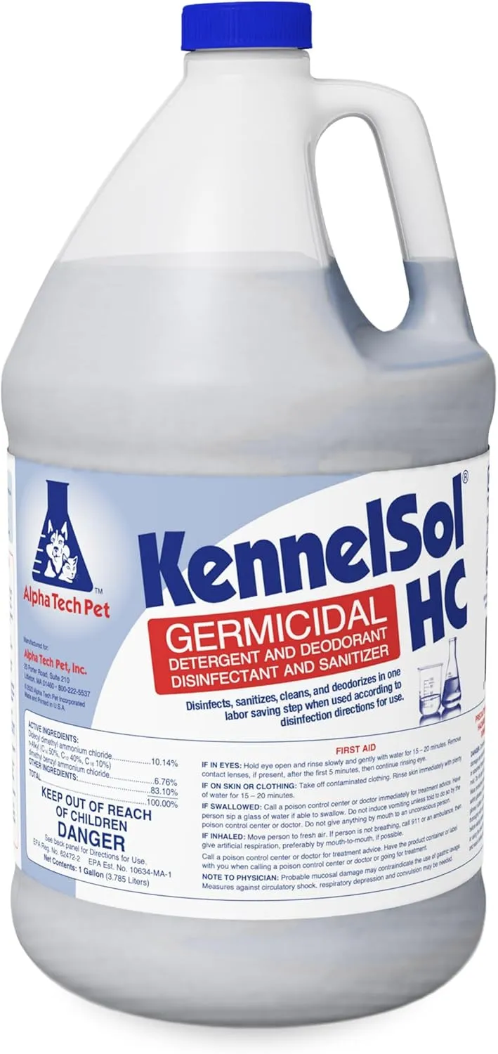 KennelSol HC 1-Step High Concentrated Kennel Cleaner, Liquid Disinfectant Cleaner, Effective Against Bacteria and Viruses - 1 Gallon by Alpha Tech Pet