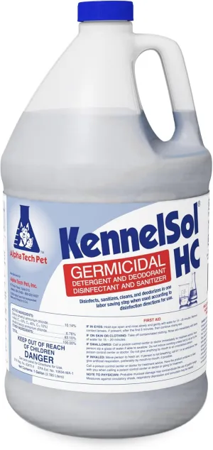 KennelSol HC 1-Step High Concentrated Kennel Cleaner, Liquid Disinfectant Cleaner, Effective Against Bacteria and Viruses - 1 Gallon by Alpha Tech Pet