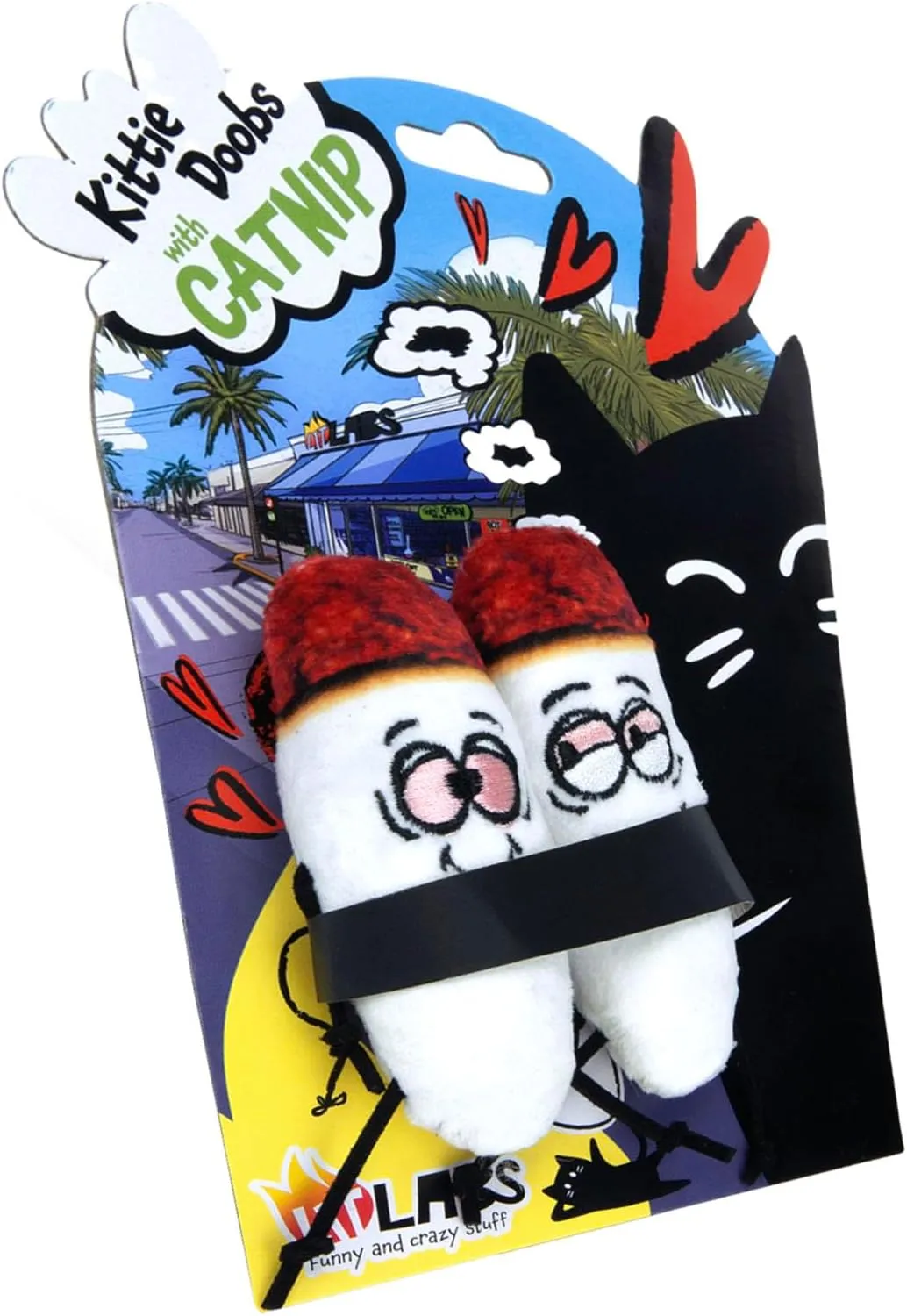 Kittie Doobs Adventure Toys - Funny Catnip Joints for Cats with Dried and Organic High Potency Catnip - Love Theme