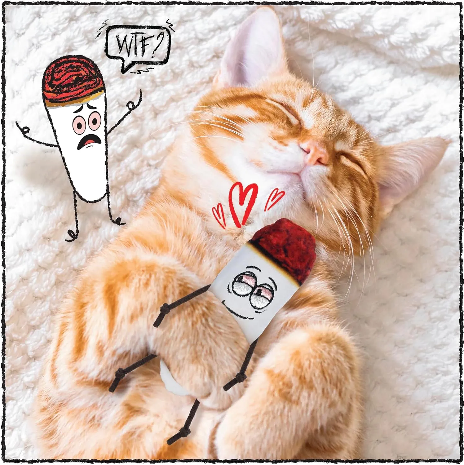 Kittie Doobs Adventure Toys - Funny Catnip Joints for Cats with Dried and Organic High Potency Catnip - Love Theme
