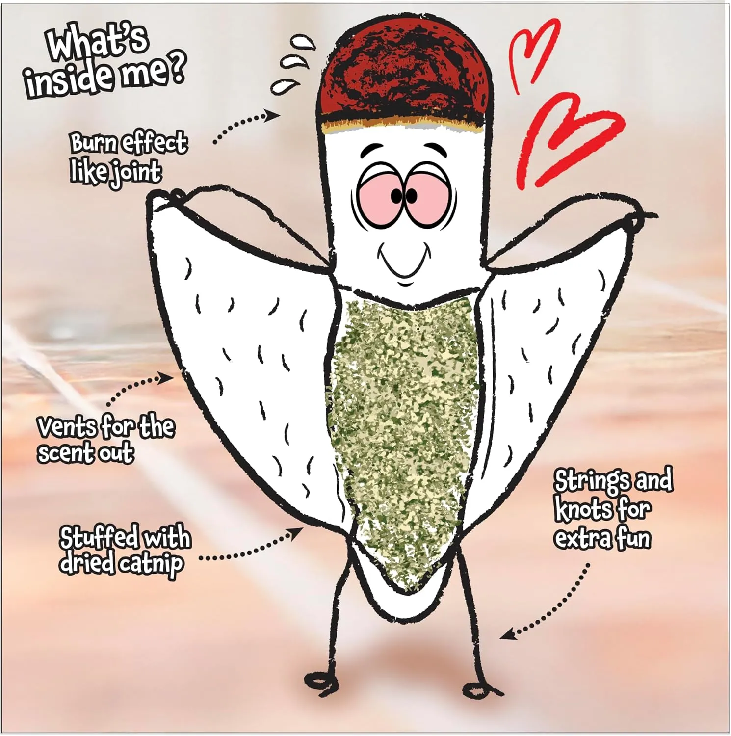 Kittie Doobs Adventure Toys - Funny Catnip Joints for Cats with Dried and Organic High Potency Catnip - Love Theme
