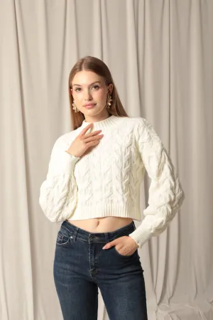 KKT Knitwear Fabric Knit Detailed Women's Ecru Sweater - Waltham