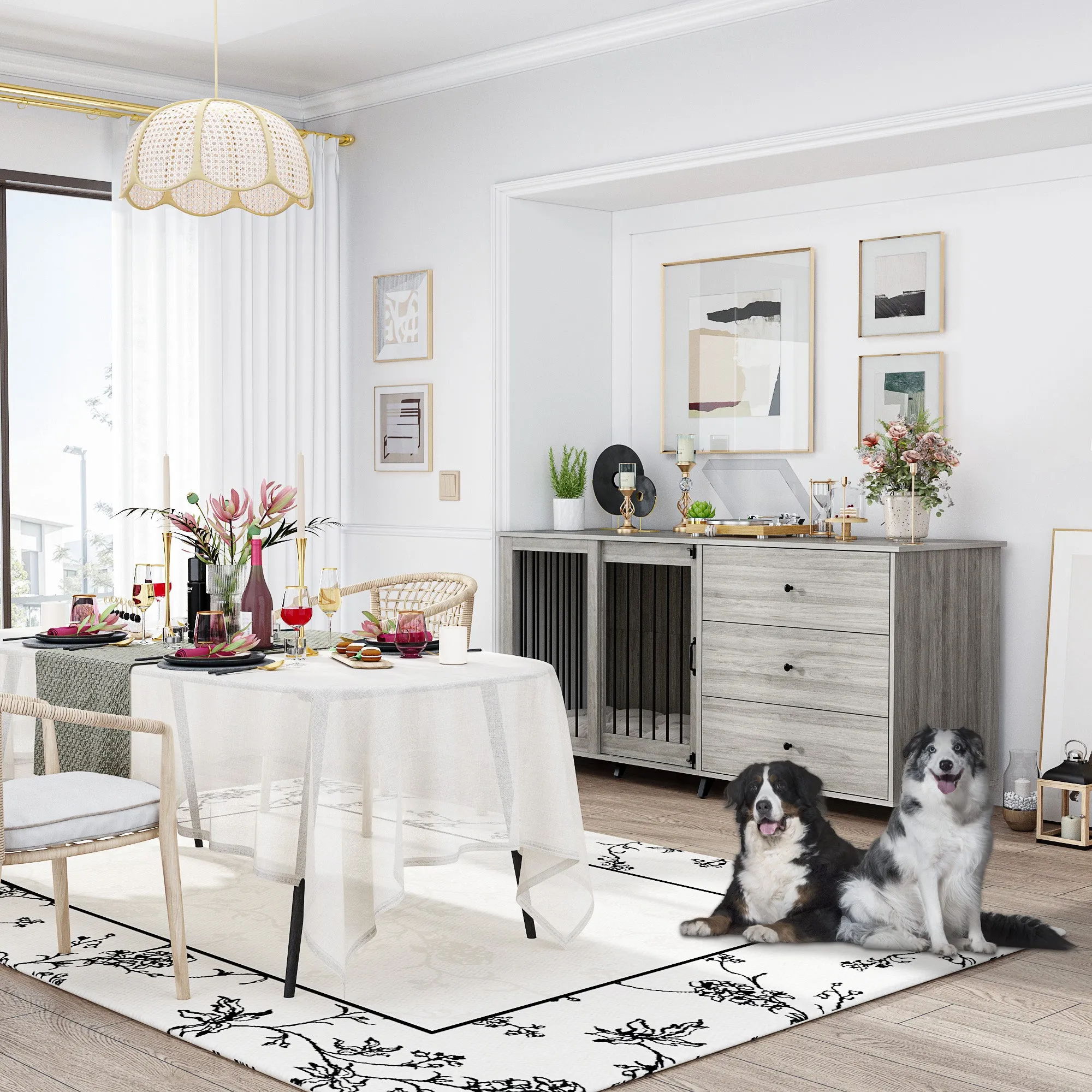 Large Dog Crate with 3 Large Drawers