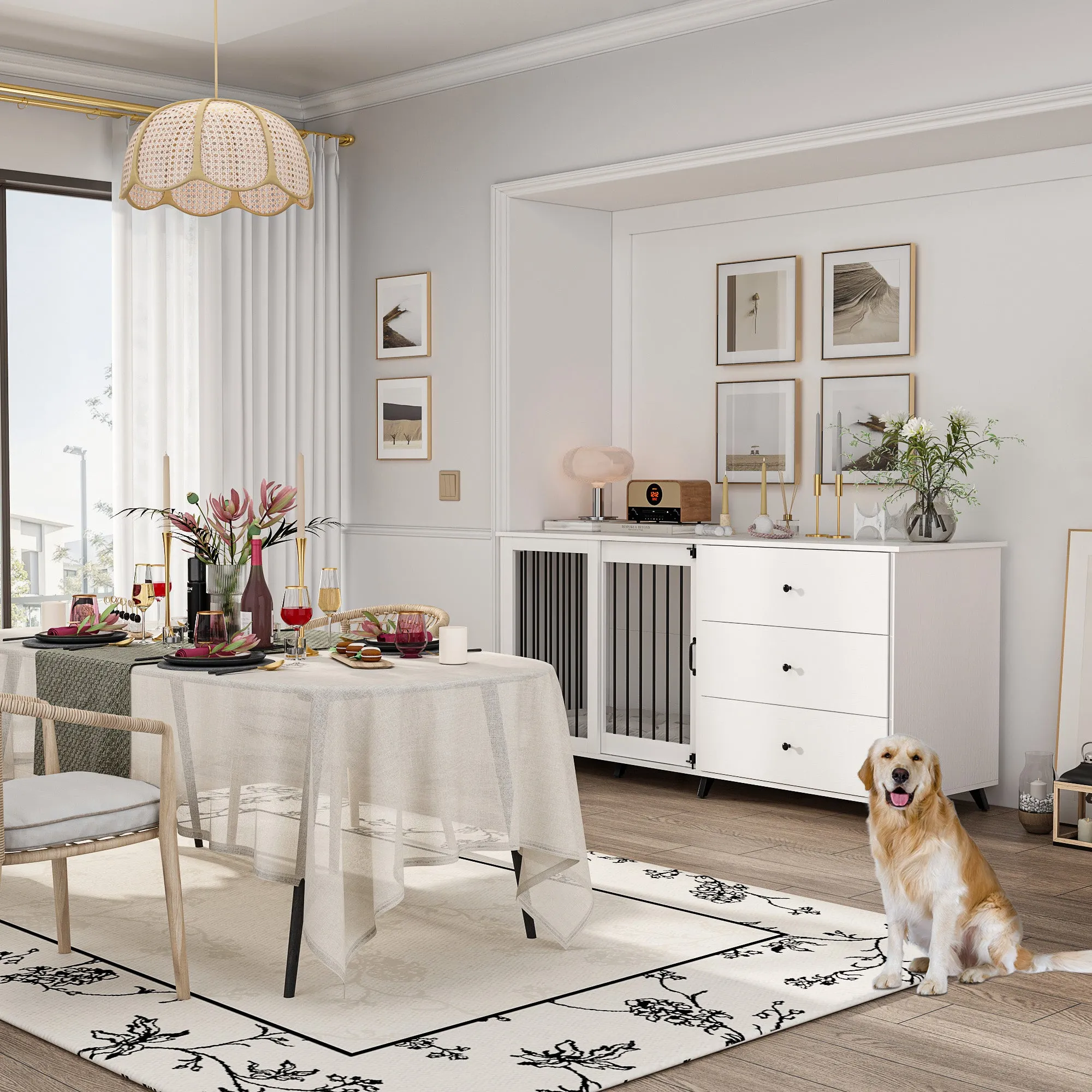 Large Dog Crate with 3 Large Drawers