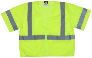 MCR Safety Class 3, Hi-Viz Lime, Zipper Vest XL