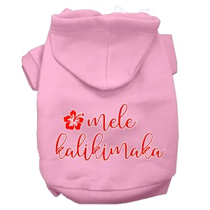 Mele Kalikimaka Screen Print Dog Hoodie Light Pink Xs