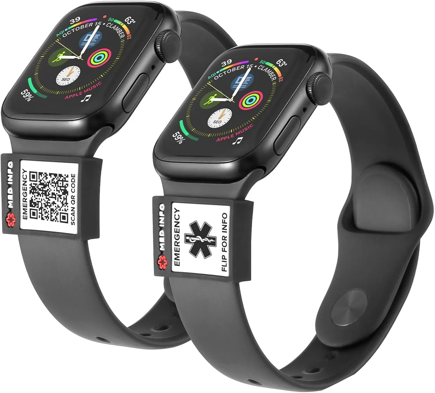 MYLUCKYTAG QR Code Medical ID Tags - ID Bracelet Sleeve - Fits Apple Watch, Fitbit Bands - Medical Alert