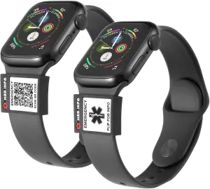 MYLUCKYTAG QR Code Medical ID Tags - ID Bracelet Sleeve - Fits Apple Watch, Fitbit Bands - Medical Alert