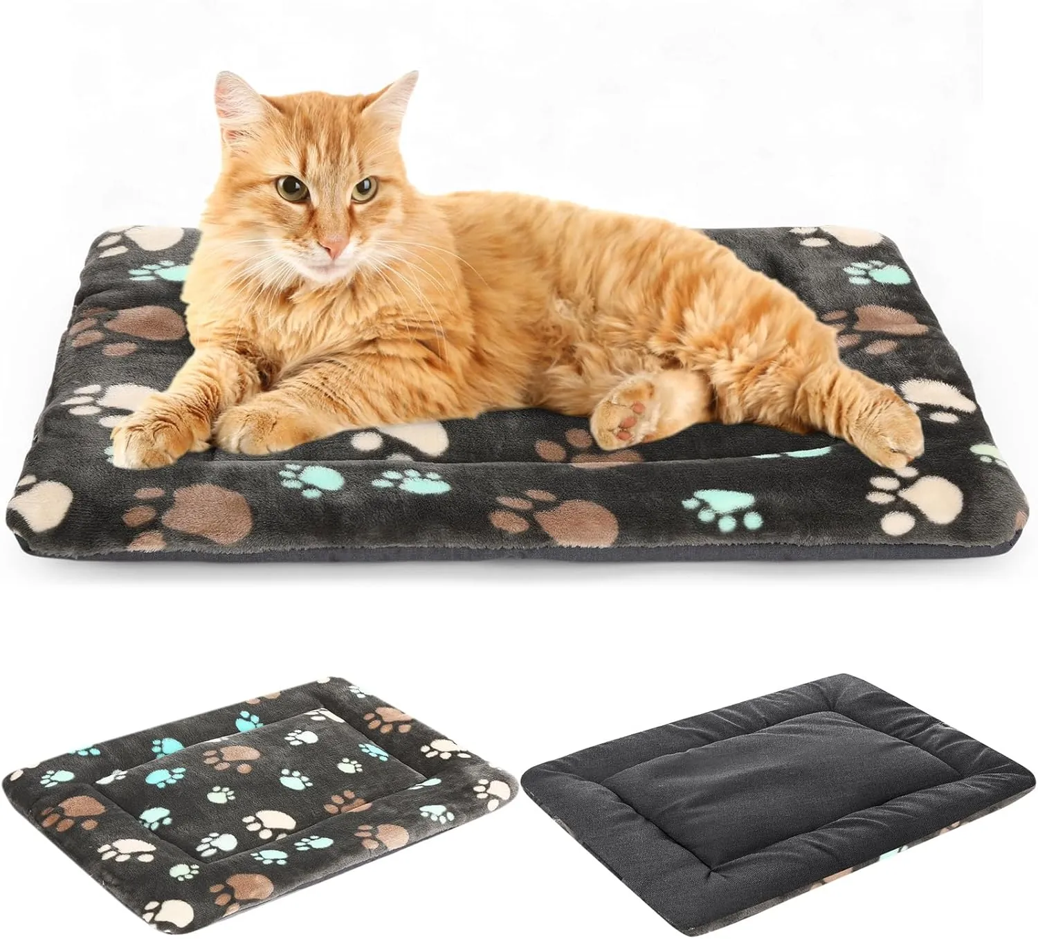 Namalu 2 Pcs Dog Crate Pads Washable Cat Bed Mat for Small Dog Reversible Kennel Pad for Crate Pet, Cool and Warm Soft Pet Sleeping Mat Machine, 18 x 24 Inch