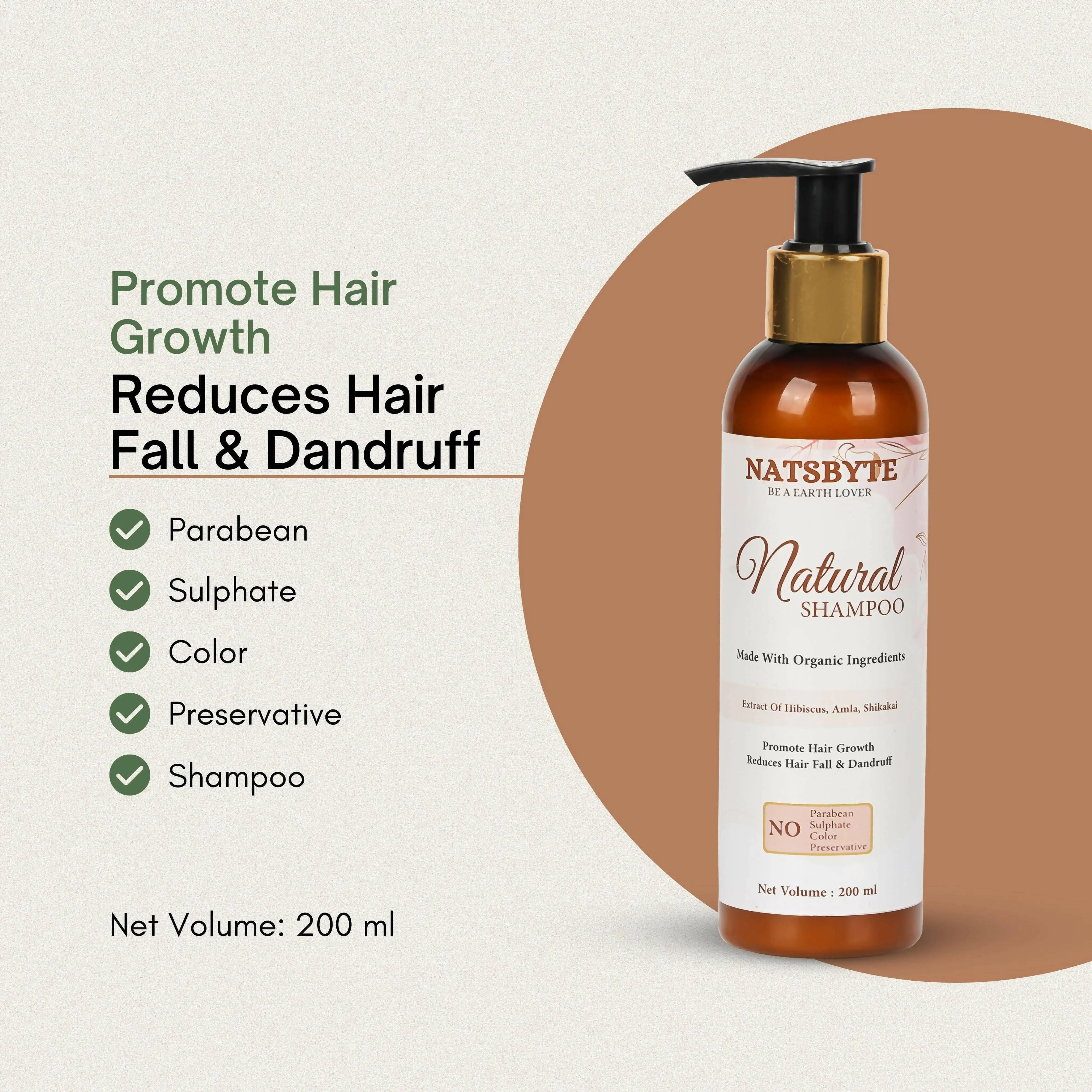 Natsbyte Ayurveda Herbal Shampoo | Handmade Homemade Shampoo | Infused with Organic Herbs | Anti Hair Fall Shampoo | Hair Growth Shampoo - 200 ml