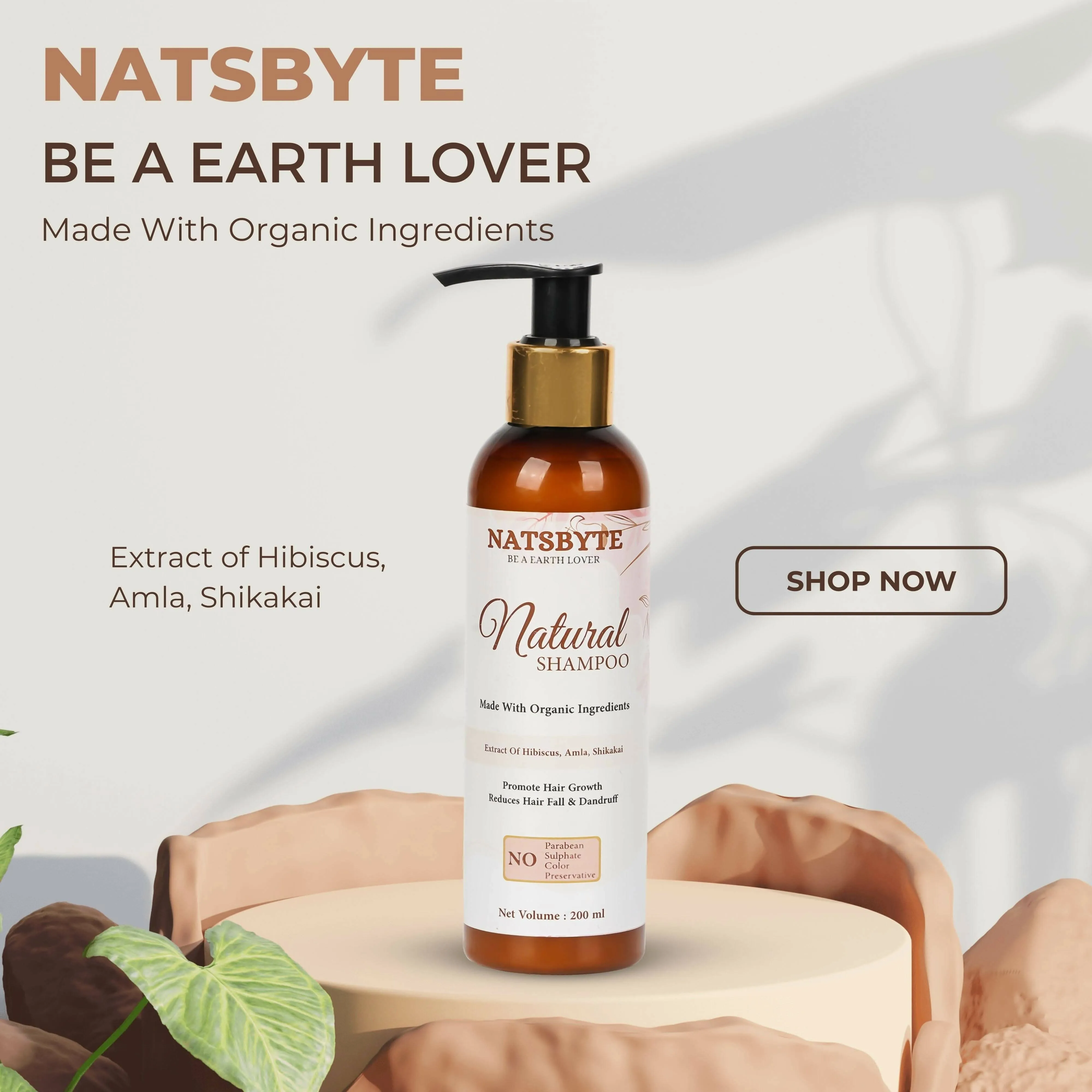 Natsbyte Ayurveda Herbal Shampoo | Handmade Homemade Shampoo | Infused with Organic Herbs | Anti Hair Fall Shampoo | Hair Growth Shampoo - 200 ml
