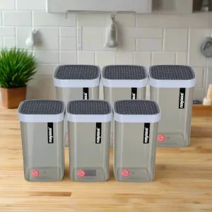 Nayasa Grey Fusion Plastic Containers Set Of 6 For Kitchen Storage 2100ml
