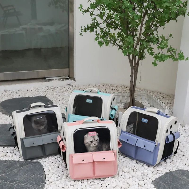 Oxford Cat Cage Shaped Backpack Handbags  Foldable Breathable Pet Trave Backpacks